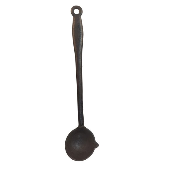 Vintage Cast Iron Ladle 14" Black Pouring Spout Handle Primitive Cookware - Picture 1 of 11